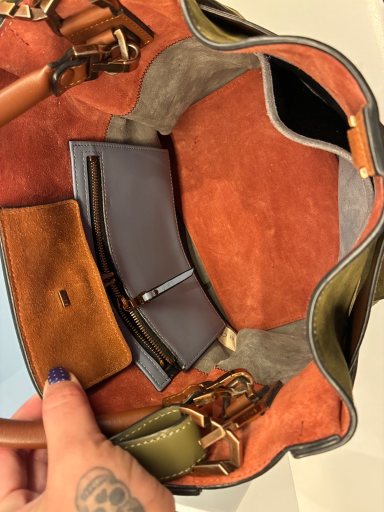 Boyy Olive Green Rust Suede Leather Buckle Top Handle Shoulder Bag Designer — image 4 of 4